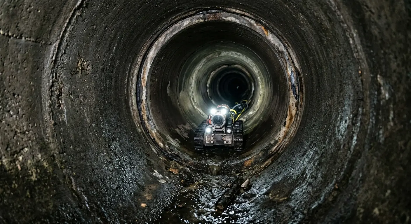 Robotic sewer camera inspecting pipe interior for Drain Snake Service in Country Walk